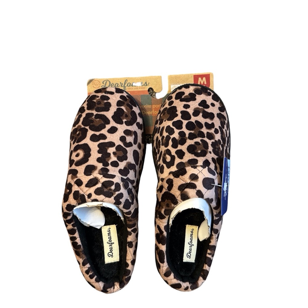 Dearfoams Women's Brown Leopard Slippers NWT